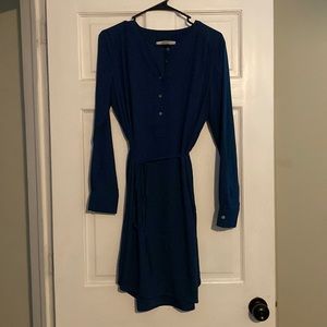 Long sleeve belted dress with buttons